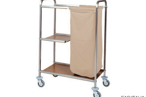 Carrello servizio inox con 1 sacco biancheria