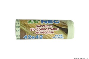 Sacchetto biocompostabile da 10 lt per cestini conf. 15 pz