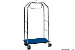 Carrello portavaligie con appendiabiti cromato