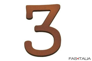 Carattere-numero sagomato in plexiglass laccato Corten H 6 cm