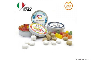 Caramelle 30 gr scatolina tonda di metallo 176 pz